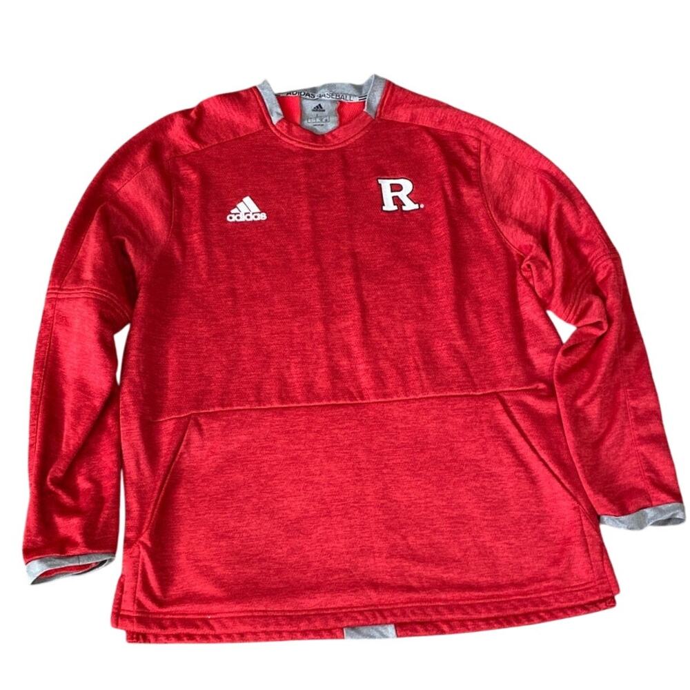 ADIDAS BASEBALL Long Sleeve Red Gray Athletic Top Men Large